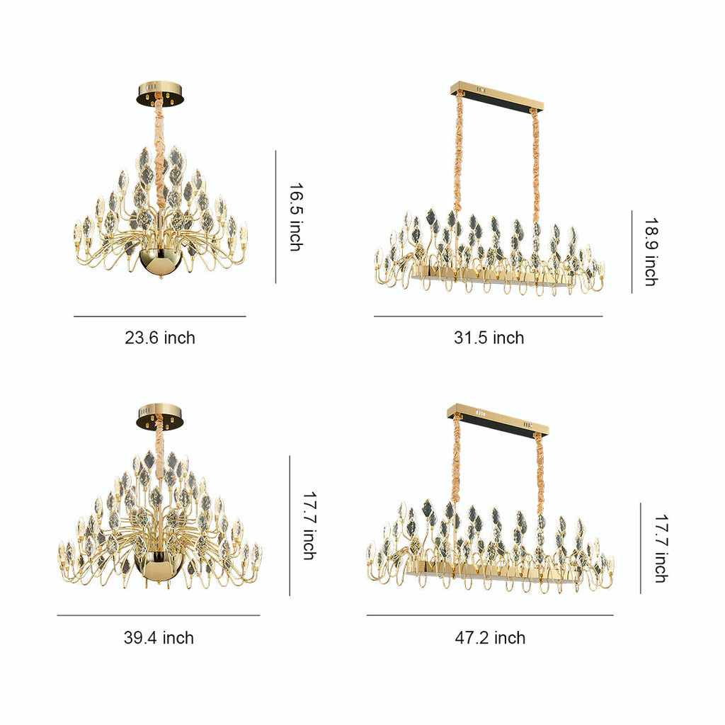 Gold LED Chandelier French Luxury Crystal Ceiling Light