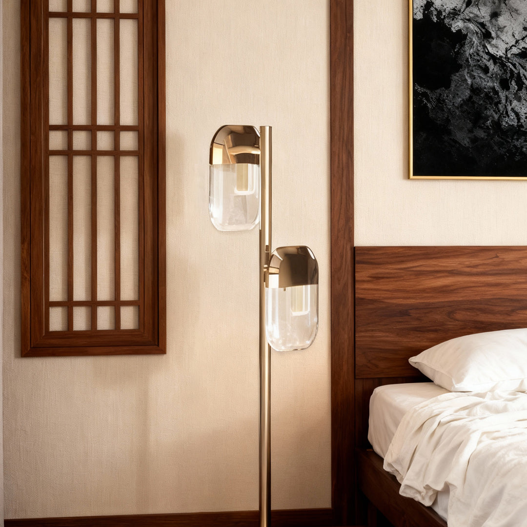 Crystal Minimalist Floor Lamp - Modern Metal Aluminum Design