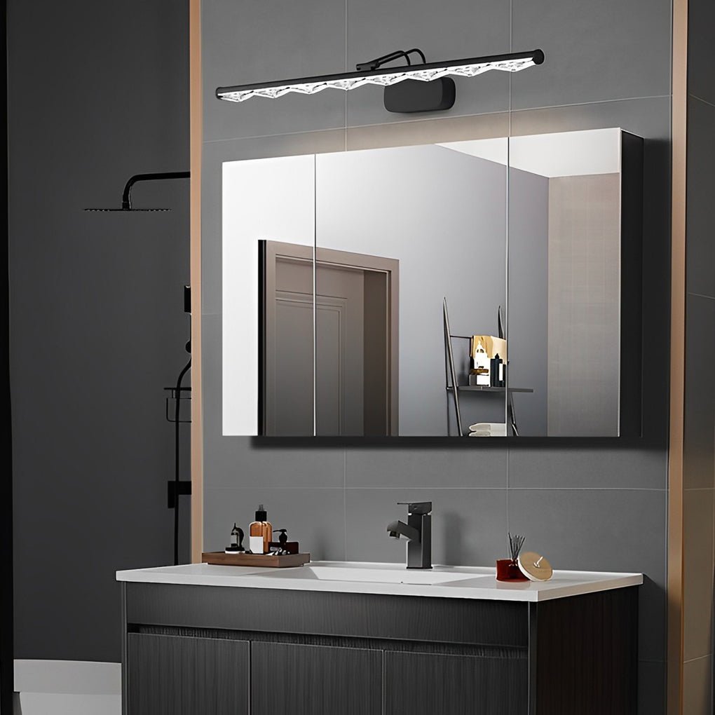 Crystal-Like Bathroom Vanity Light with Multi-Faceted Prismatic Acrylic Shade, Modern LED Bathroom Lighting, Elegant Wall Sconce Fixture, Glamorous Aesthetic Light for Makeup, Stylish Home Decor, Bright Illuminating Light for Vanity Area, Contemporary Cry