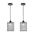 Minimalist Crystal Pendant Light - 2-Piece Cylinder Decorative Lighting