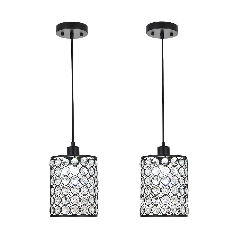Minimalist Crystal Pendant Light - 2-Piece Cylinder Decorative Lighting