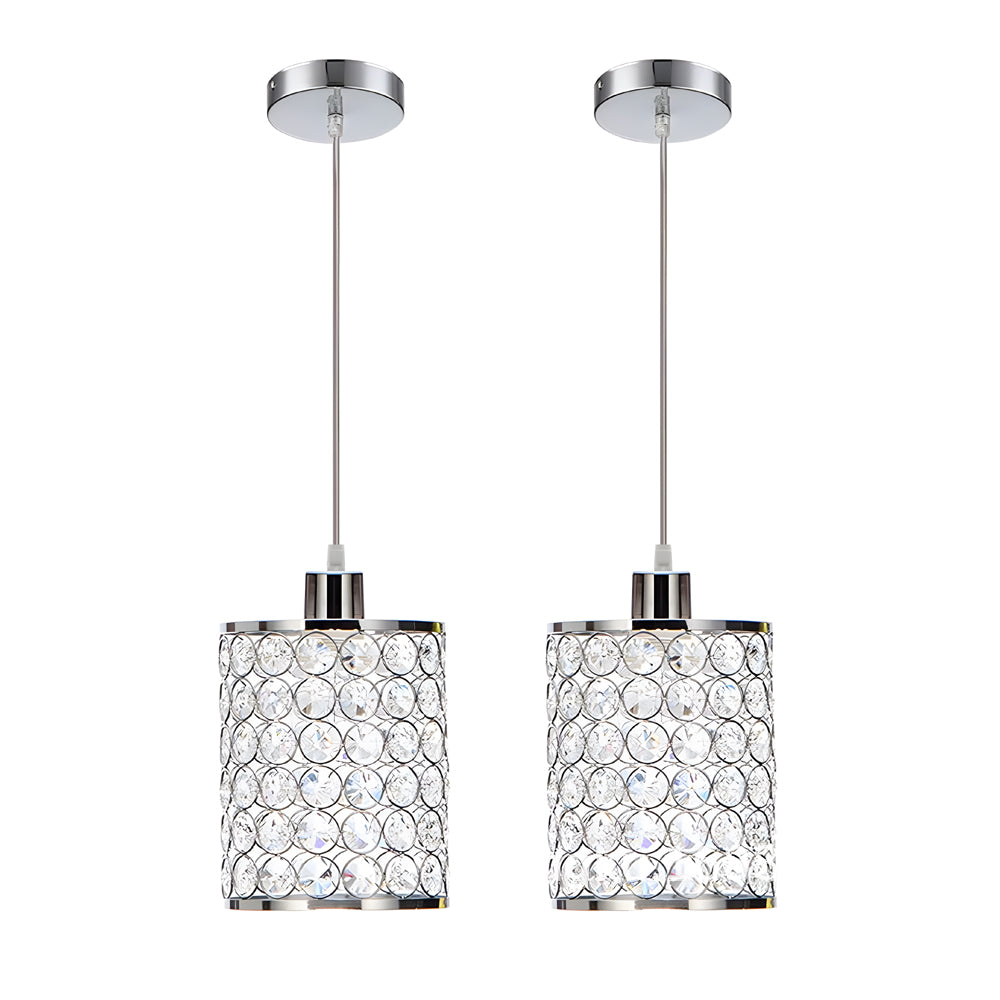 Minimalist Crystal Pendant Light - 2-Piece Cylinder Decorative Lighting