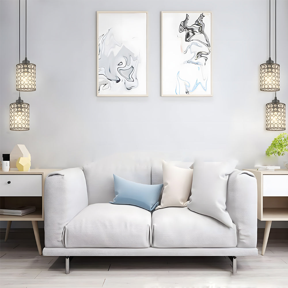 Minimalist Crystal Pendant Light - 2-Piece Cylinder Decorative Lighting