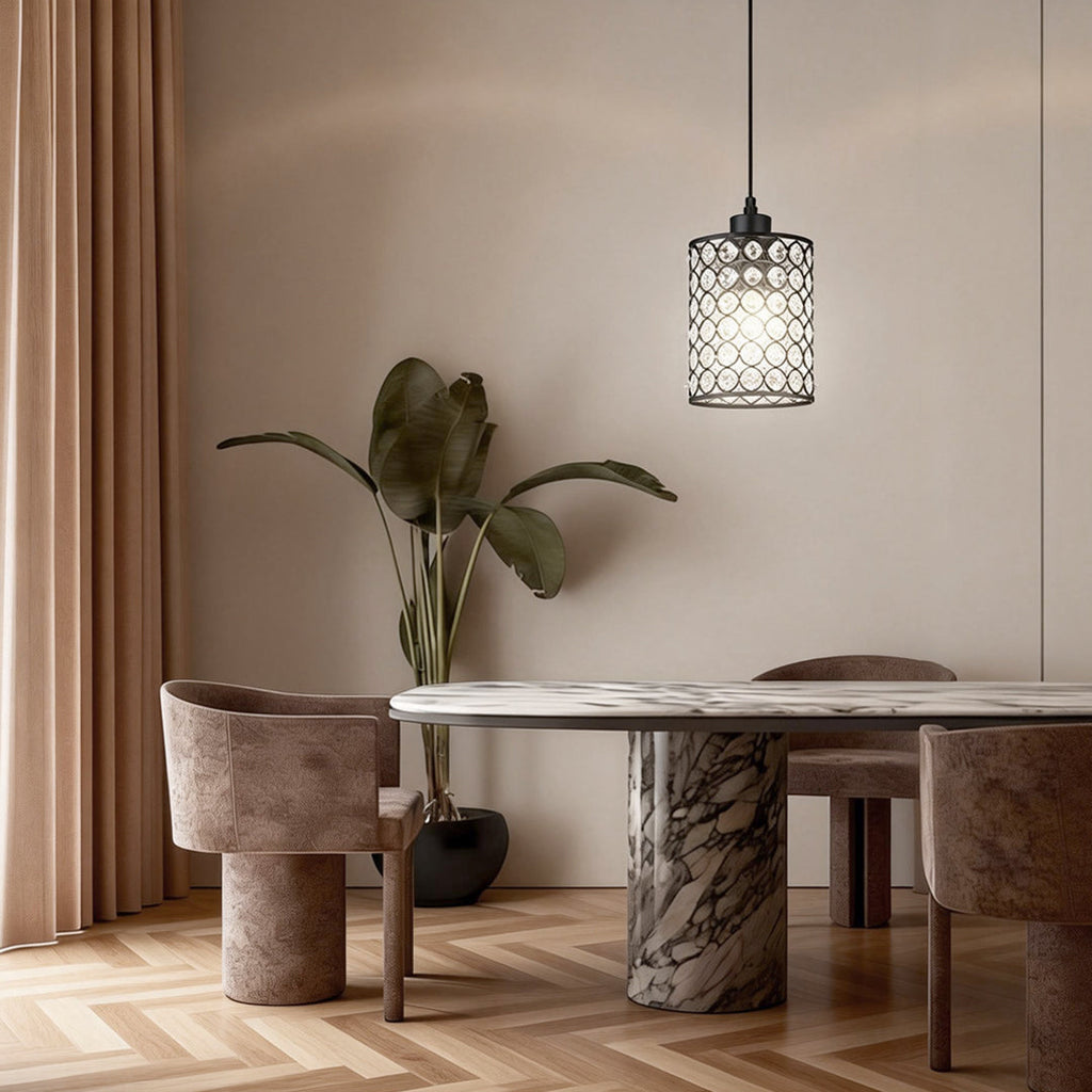 Minimalist Crystal Pendant Light - 2-Piece Cylinder Decorative Lighting