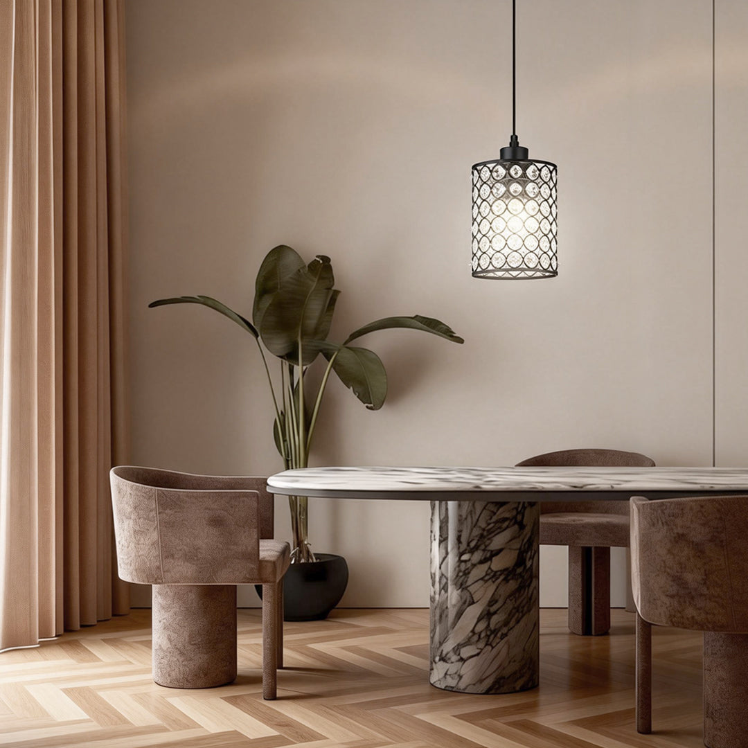 Minimalist Crystal Pendant Light - 2-Piece Cylinder Decorative Lighting