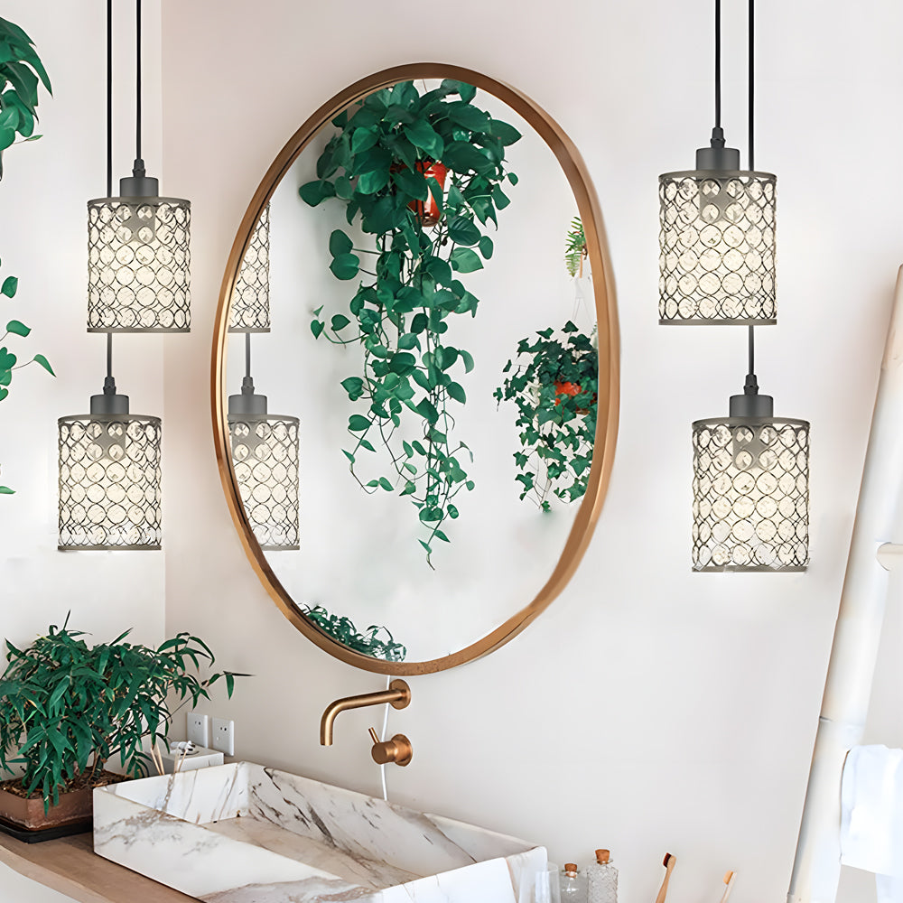 Minimalist Crystal Pendant Light - 2-Piece Cylinder Decorative Lighting