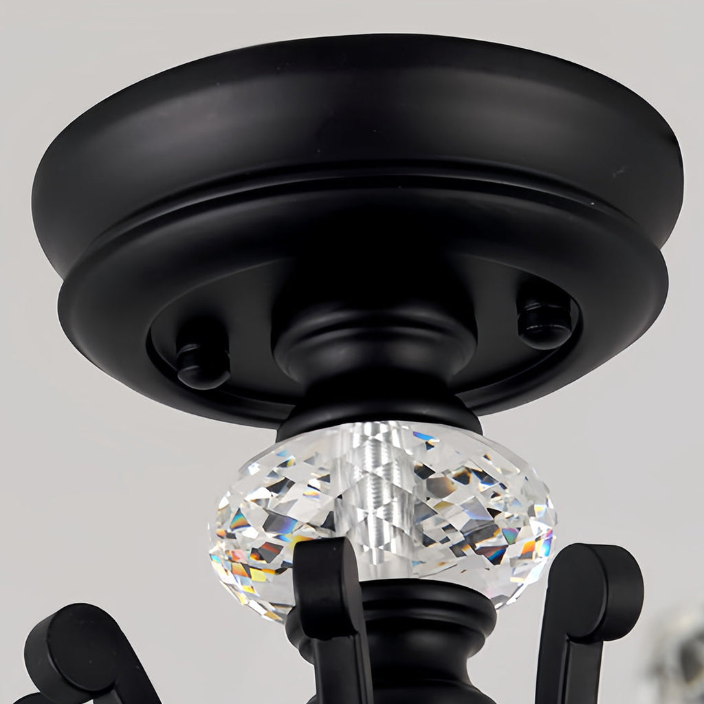 Crystal Semi Flush Ceiling Light - American Leaf Chandelier - Elegant Home Lighting - Modern Decorative Fixture - Luxury Ceiling Lamp - Stylish Dine Room Lighting - Durable Crystal Design