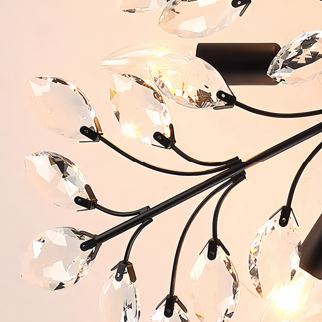 Crystal Semi Flush Ceiling Light - American Leaf Chandelier - Elegant Home Lighting - Modern Decorative Fixture - Luxury Ceiling Lamp - Stylish Dine Room Lighting - Durable Crystal Design