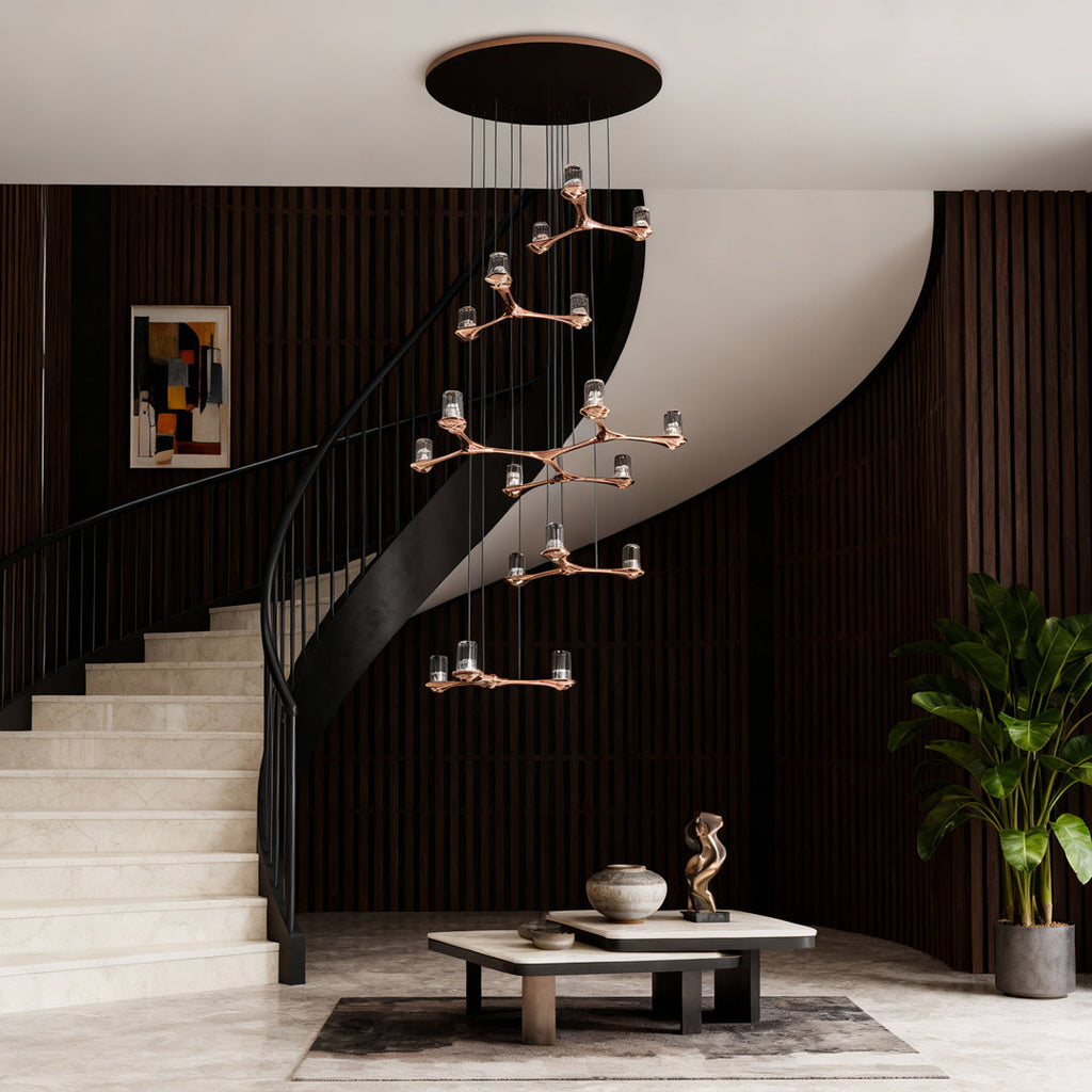 Crystal Staircase Chandelier - Nordic Creative Ceiling Light, Modern Home Decor, Elegant Illumination, Luxury Lighting Design, Contemporary Hanging Lamp