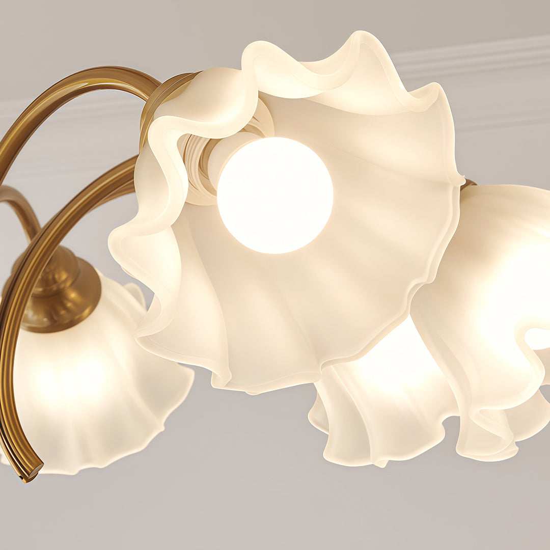 Vintage Glass Chandelier with Flower Shades Ceiling Light