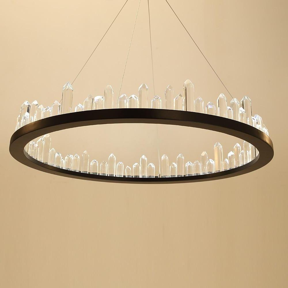 Circular Metal Crystal LED Pendant Chandelier - Adjustable Modern Lighting