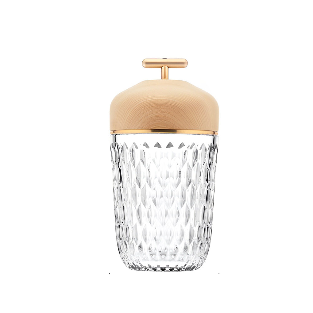 Cup Glass Table Lamp - Modern Rechargeable Metal Design, LED Bedroom Lighting, Stylish Home Decor, Energy-Efficient Night Light.