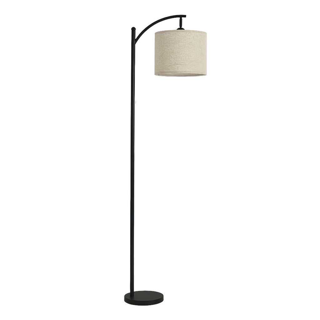 Minimalist Arc Floor Lamp - Fabric Shade Metal Living Room Lighting