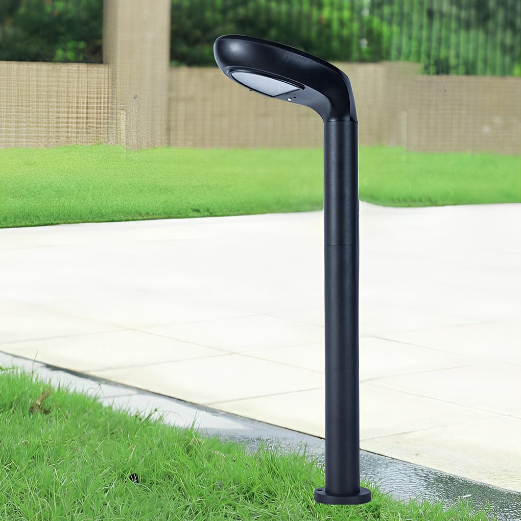 Curved Bollard Light - Minimalist Solar-Powered Black Aluminum Lamp