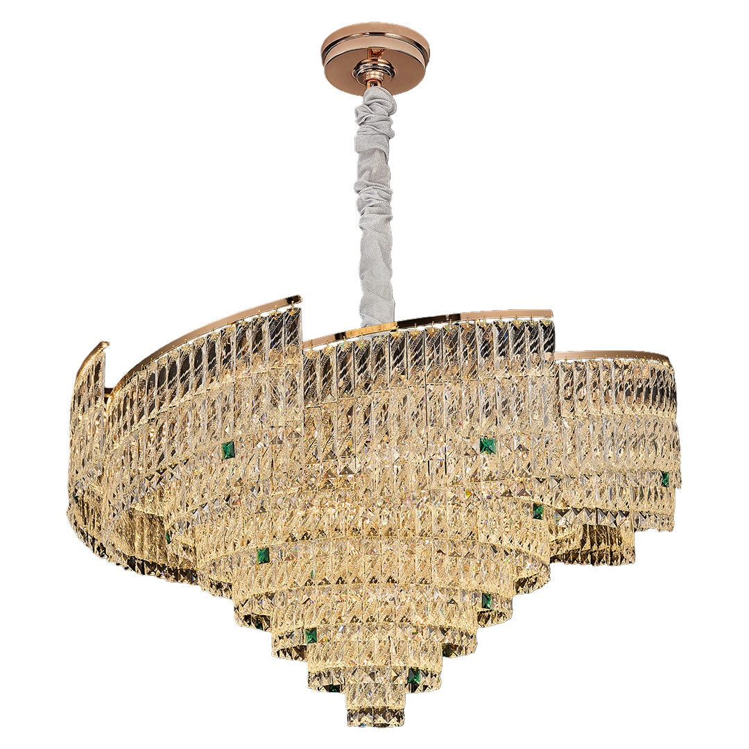 Crystal Pendant Chandelier | Luxury Carbon Steel Ceiling Light