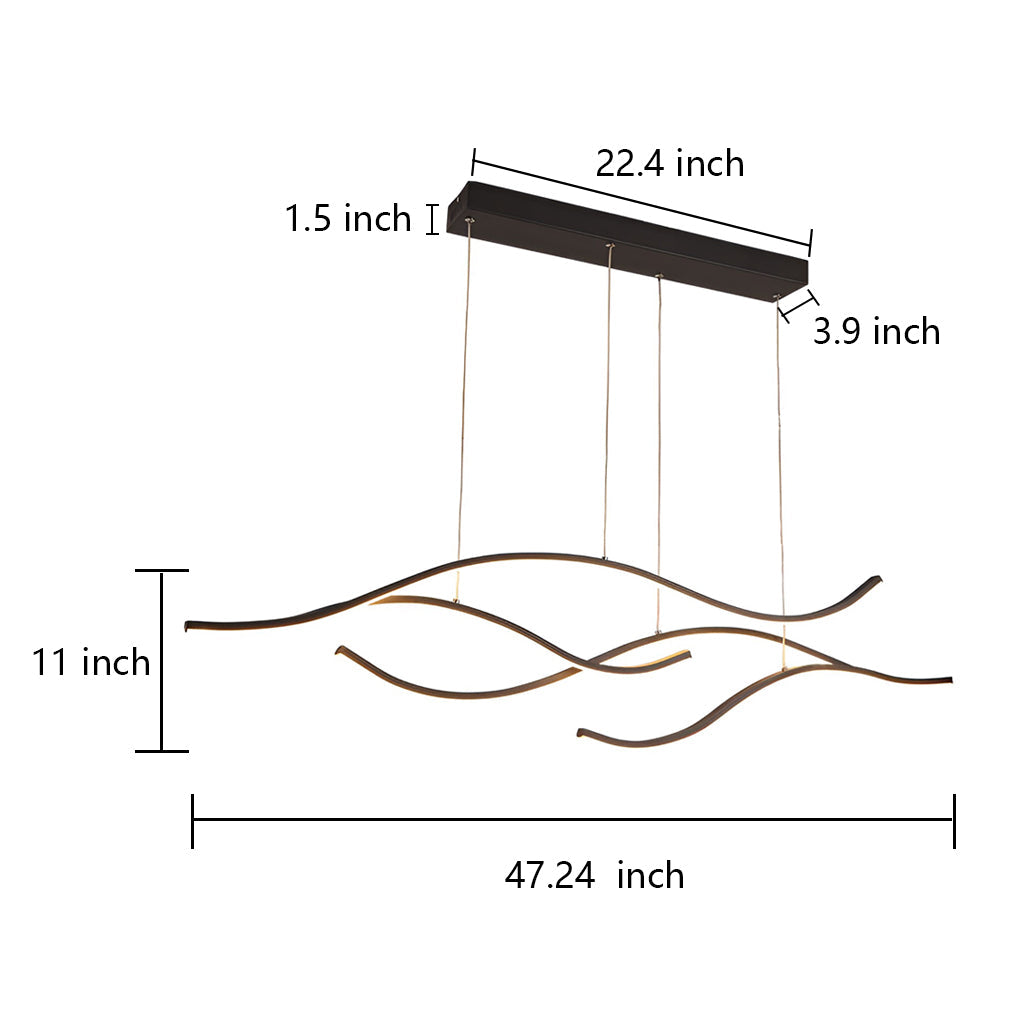 Curved Wavy LED Pendant Light - Modern Metal Ceiling Fixture