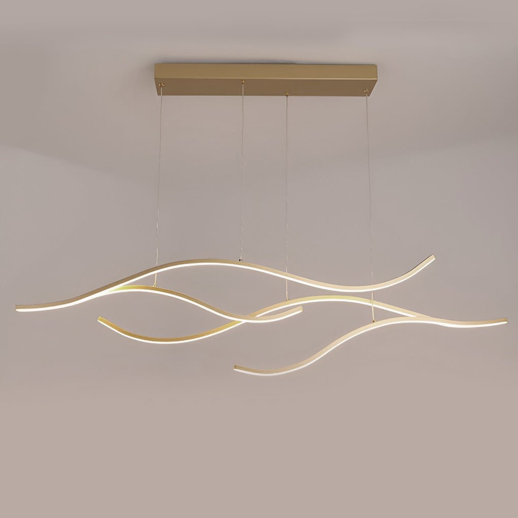 Curved Wavy LED Pendant Light - Modern Metal Ceiling Fixture