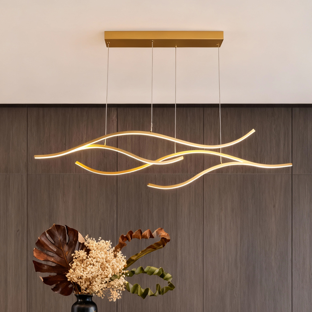 Curved Wavy LED Pendant Light - Modern Metal Ceiling Fixture