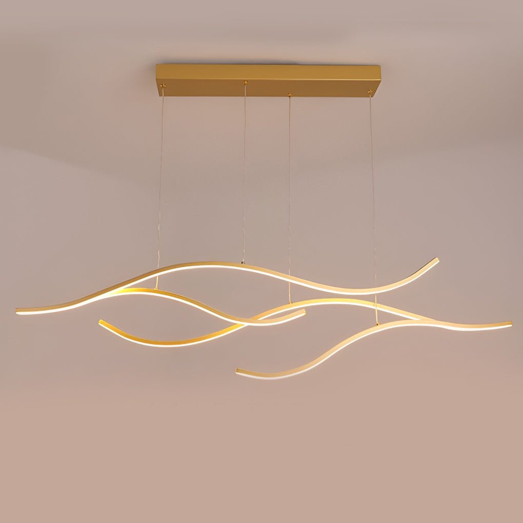 Curved Wavy LED Pendant Light - Modern Metal Ceiling Fixture