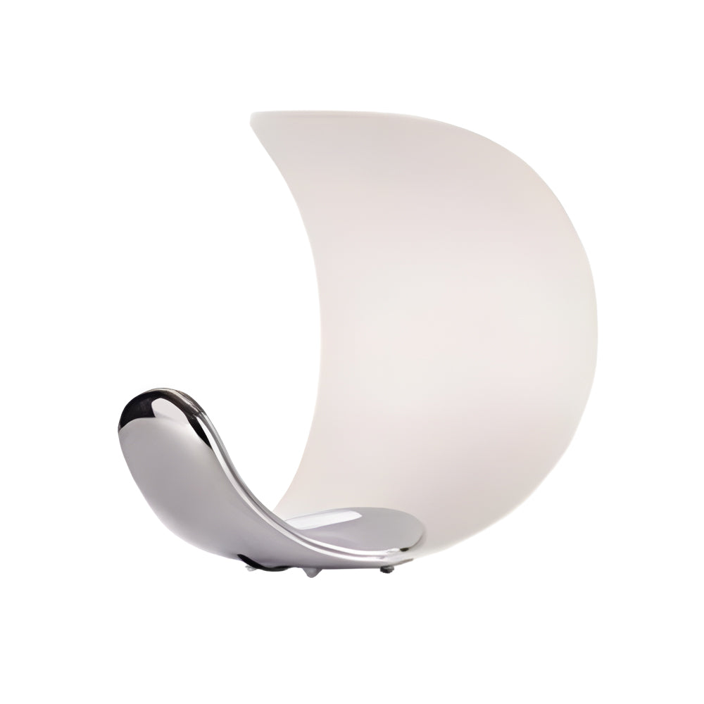 Curved Silver End Table Lamp - Polished Chrome LED Lighting