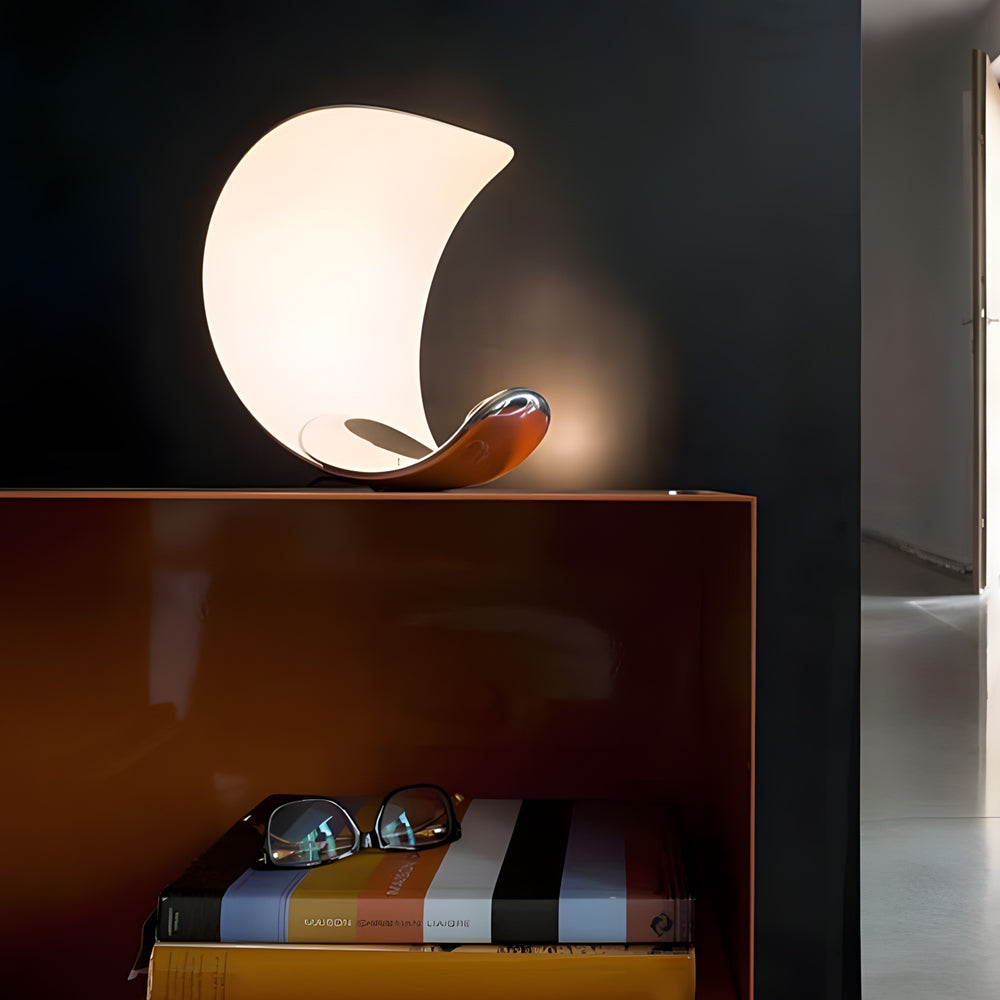 Curved Silver End Table Lamp - Polished Chrome LED Lighting