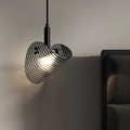 Curved Striped Smoke Gray LED Pendant Light - 3-Step Dimming Nordic Design