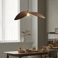 Curved Walnut Wood Pendant Light - Wabi-Sabi Bar Lamp