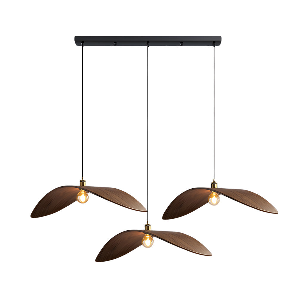 Curved Walnut Wood Pendant Light - Wabi-Sabi Bar Lamp
