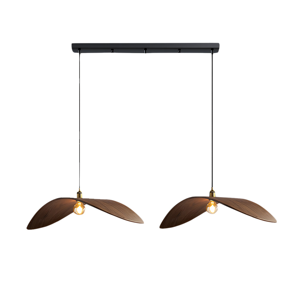 Curved Walnut Wood Pendant Light - Wabi-Sabi Bar Lamp
