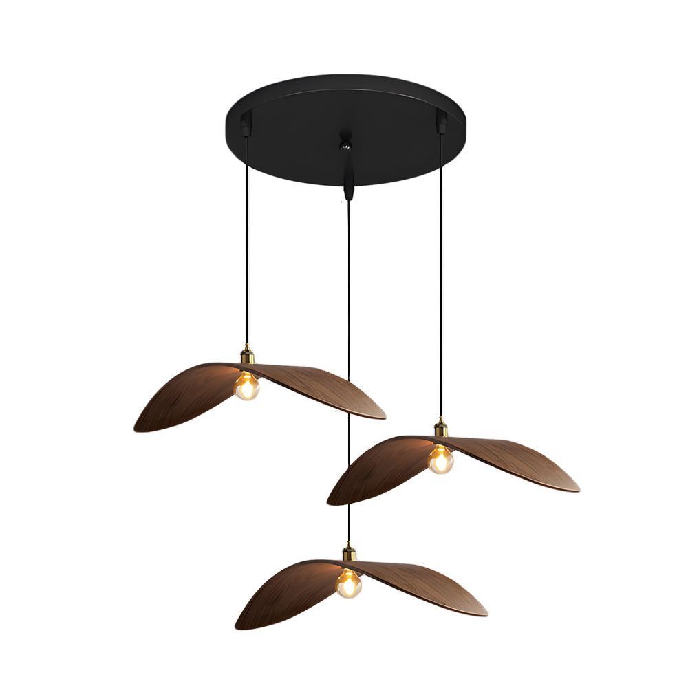 Curved Walnut Wood Pendant Light - Wabi-Sabi Bar Lamp