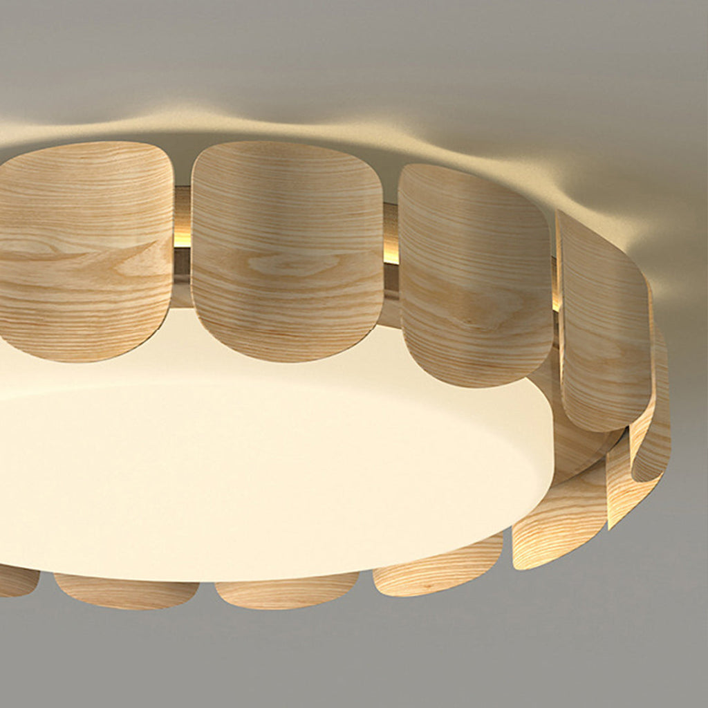 Wooden Ceiling Lights Full Spectrum Flush Mount for Eye Care