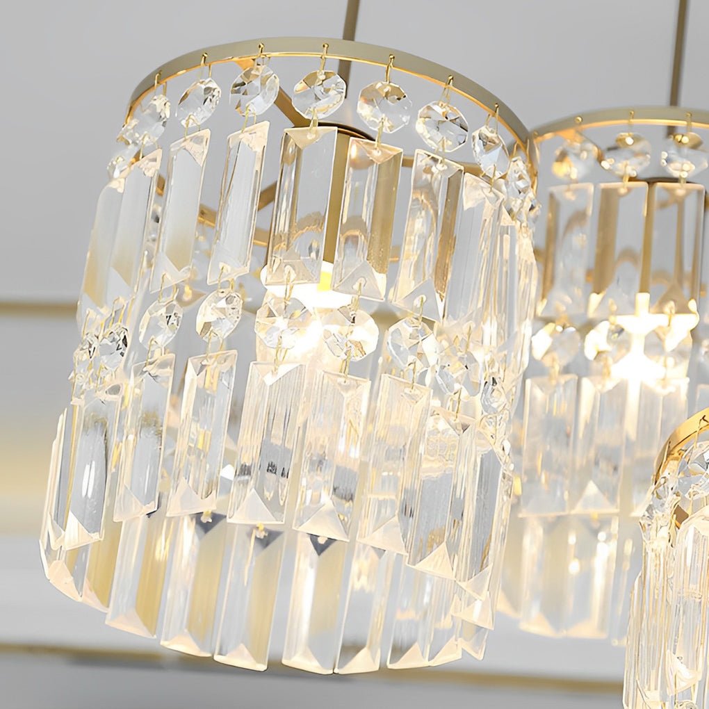 Cylindrical Dimming Nordic Pendant Light - 3-Step Crystal Shade Fixture