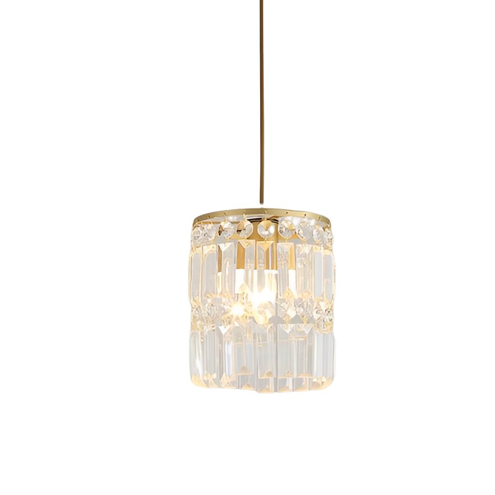 Cylindrical Dimming Nordic Pendant Light - 3-Step Crystal Shade Fixture