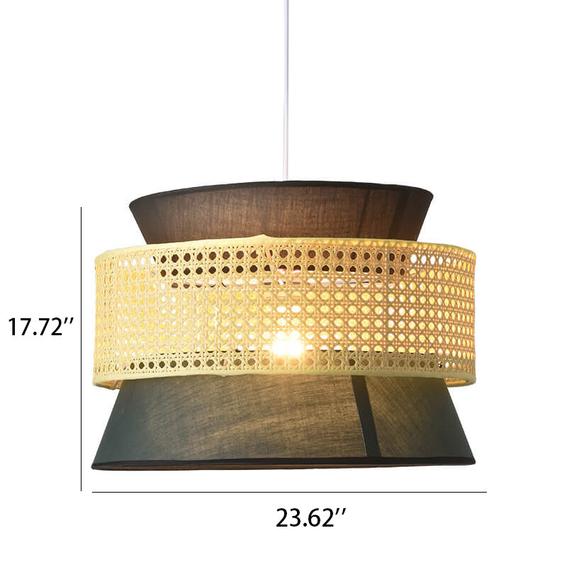 Modern Rattan Japanese Drum Pendant Light - 1-Light Fixture for Home Decor