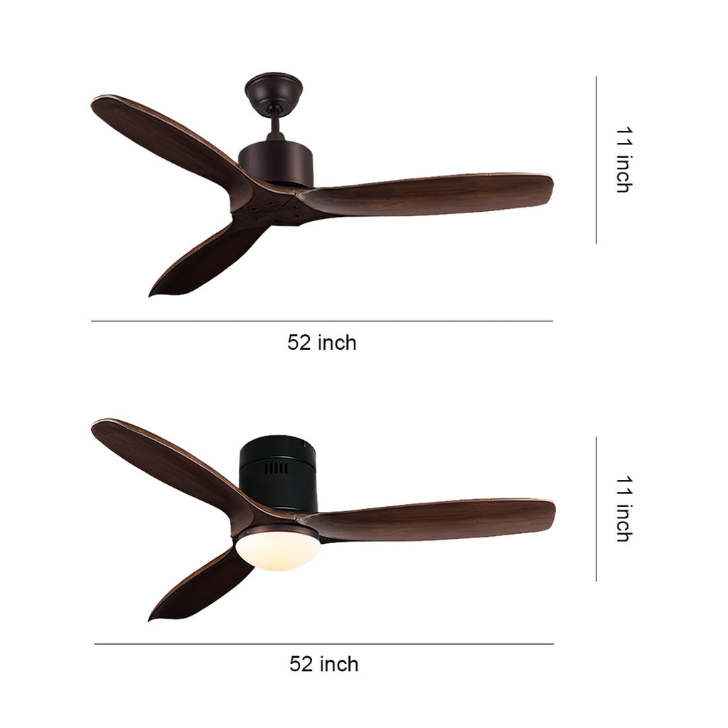 Modern Wood 3-Blade Ceiling Fan with Light - Stylish Fandelier Design
