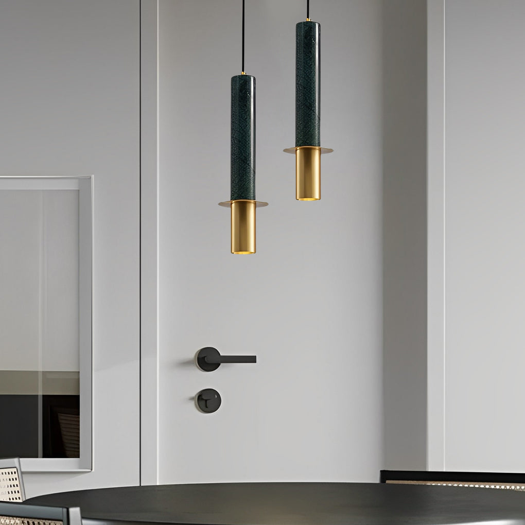 Elongated Cylindrical Terrazzo LED Chandelier Spotlight