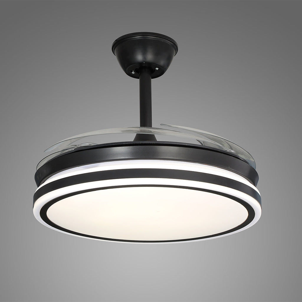 Black Ceiling Fan with Lights Remote Control All-Copper Stylish Lamp
