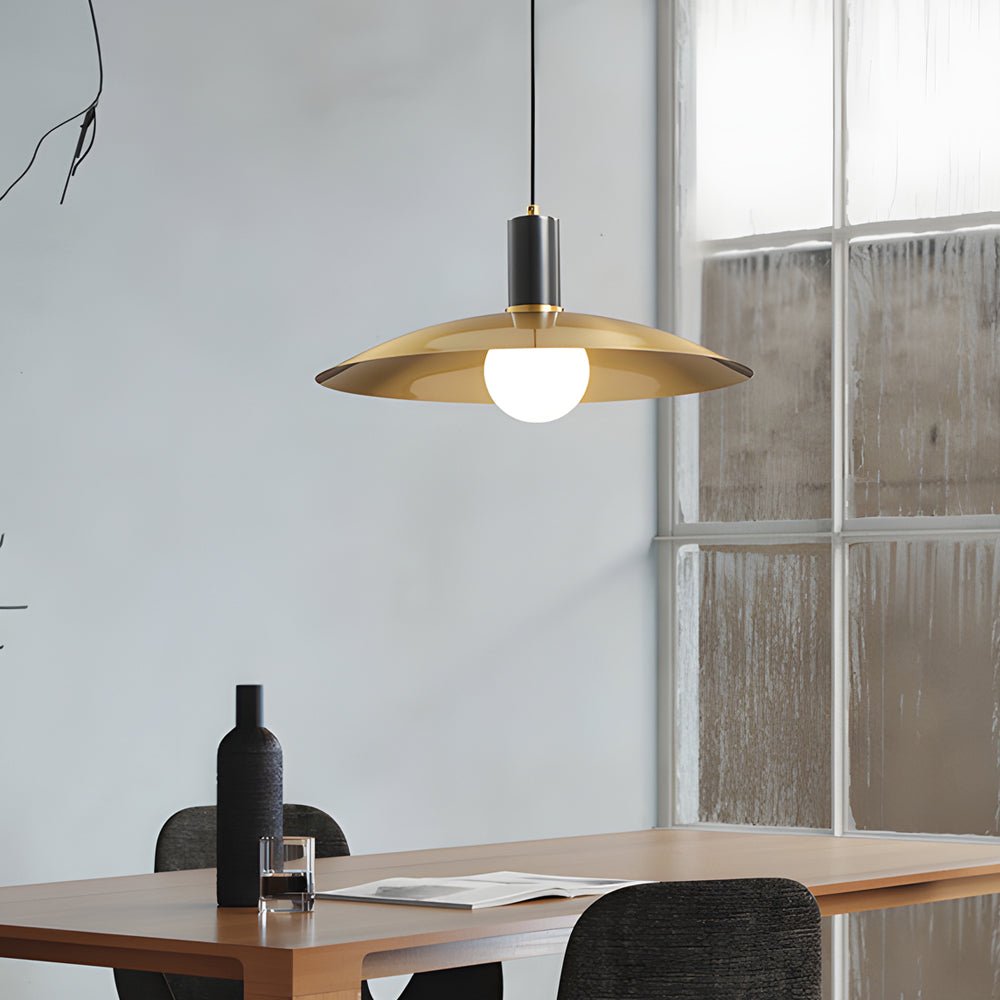 Brass Flared Pendant Light - Modern Elegant LED Ceiling Fixture