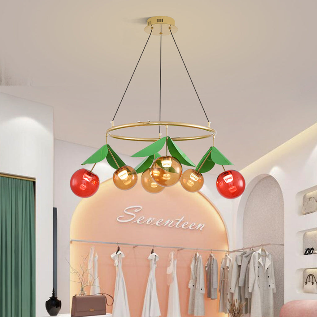 Glass Bulb Chandelier Nordic Cherry LED Art Decor