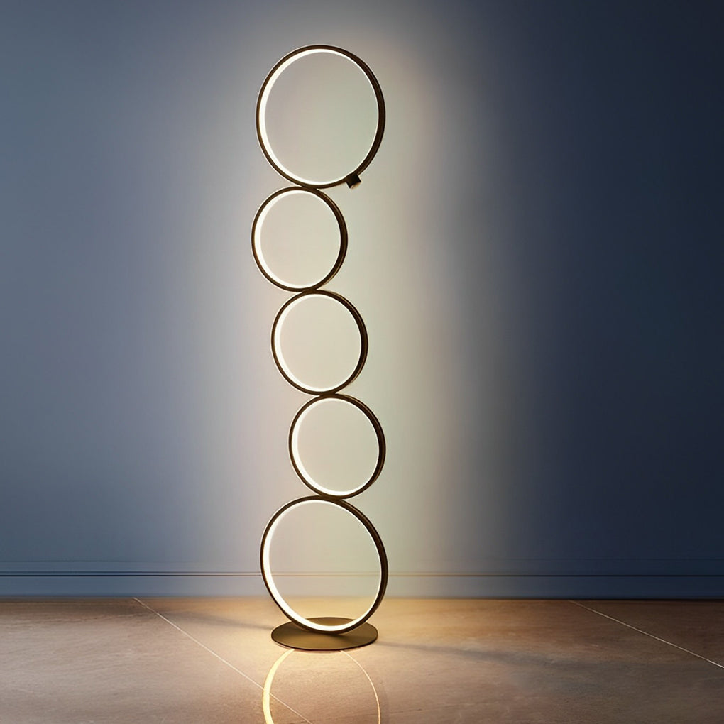 Five-Ring Layered Art Floor Lamp - Decorative Lighting for Home Decor