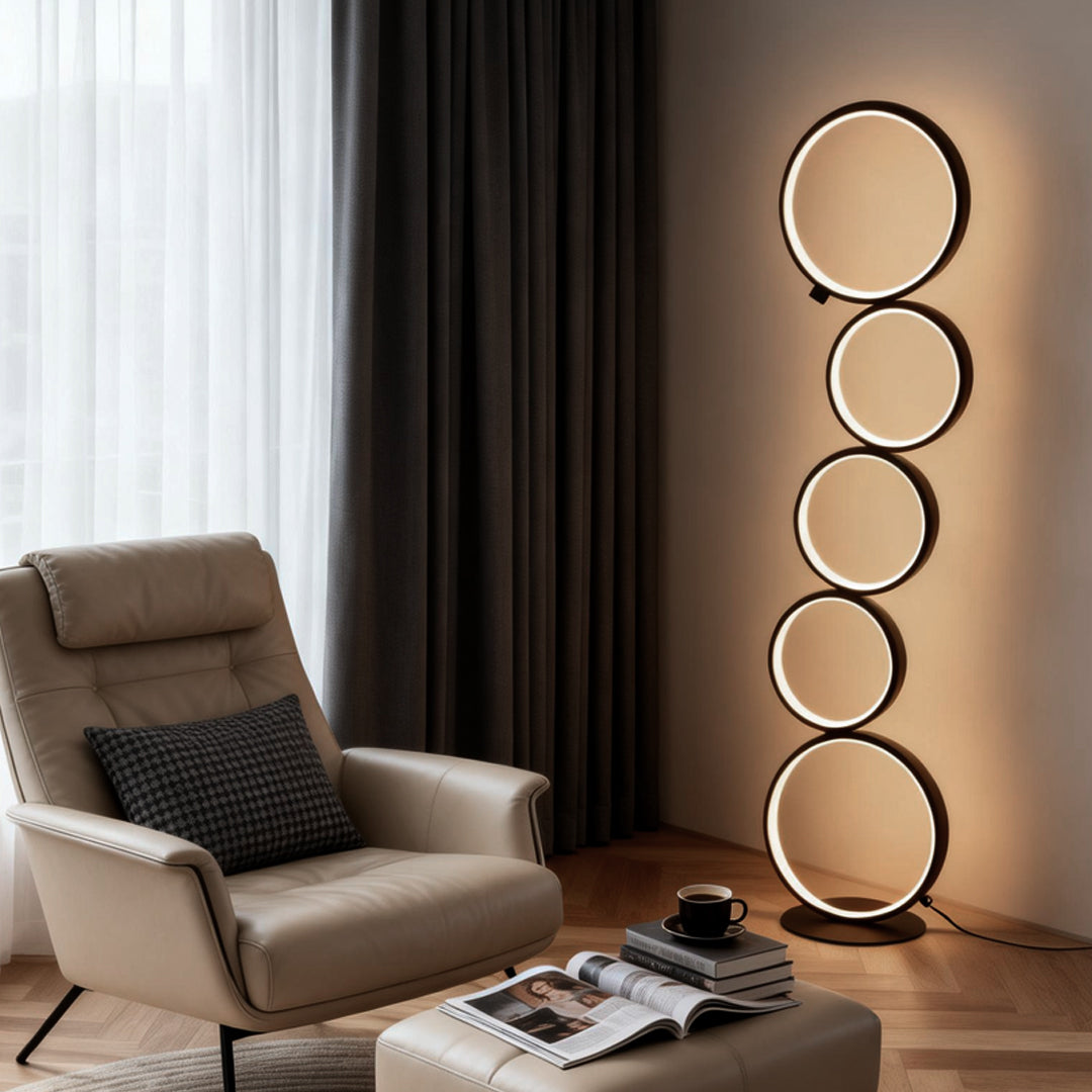 Five-Ring Layered Art Floor Lamp - Decorative Lighting for Home Decor