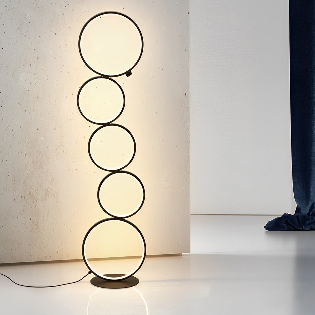 Five-Ring Layered Art Floor Lamp - Decorative Lighting for Home Decor
