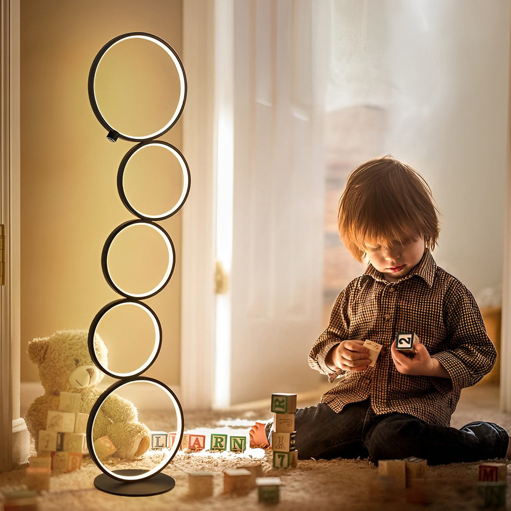 Five-Ring Layered Art Floor Lamp - Decorative Lighting for Home Decor