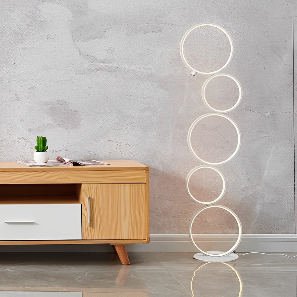 Five-Ring Layered Art Floor Lamp - Decorative Lighting for Home Decor