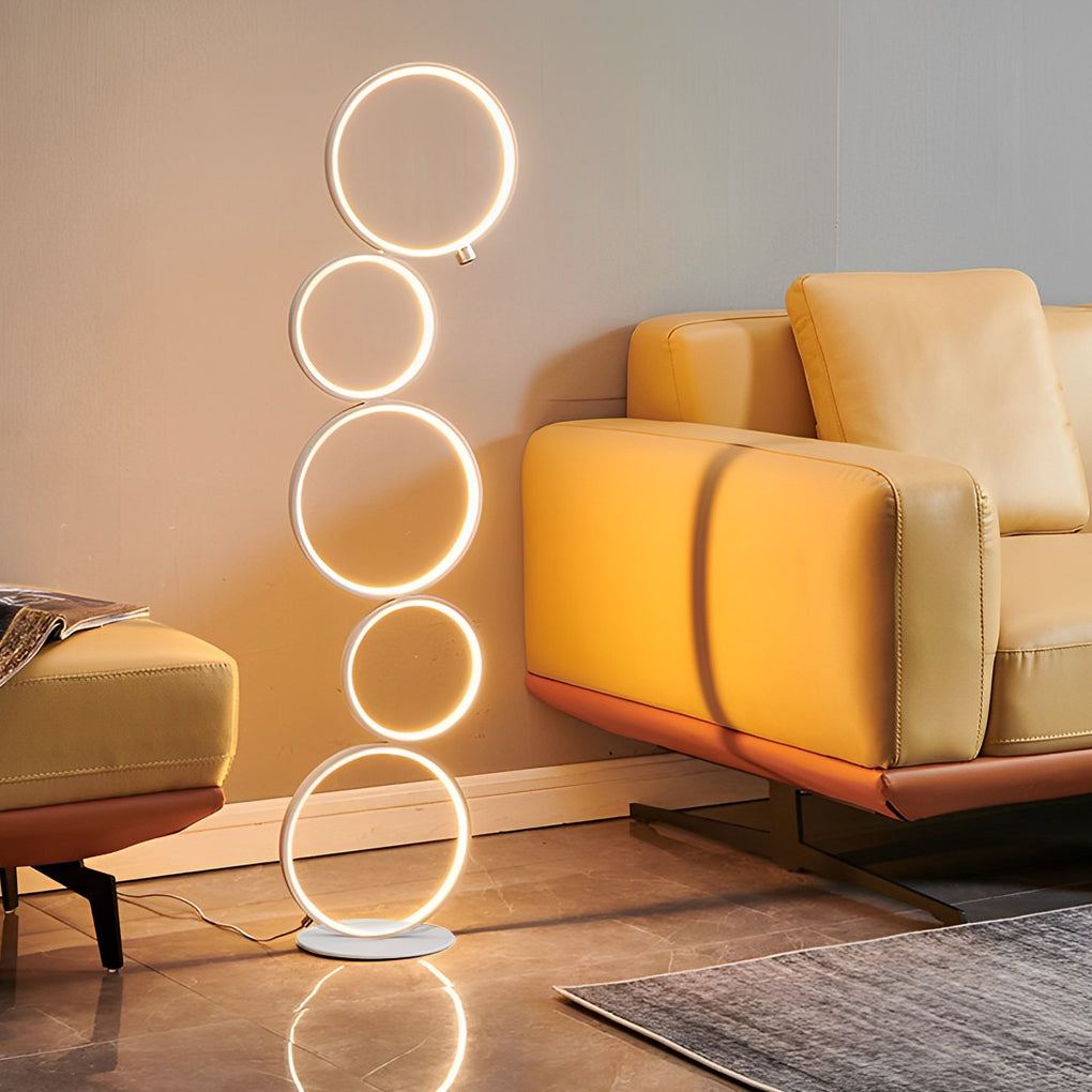 Five-Ring Layered Art Floor Lamp - Decorative Lighting for Home Decor