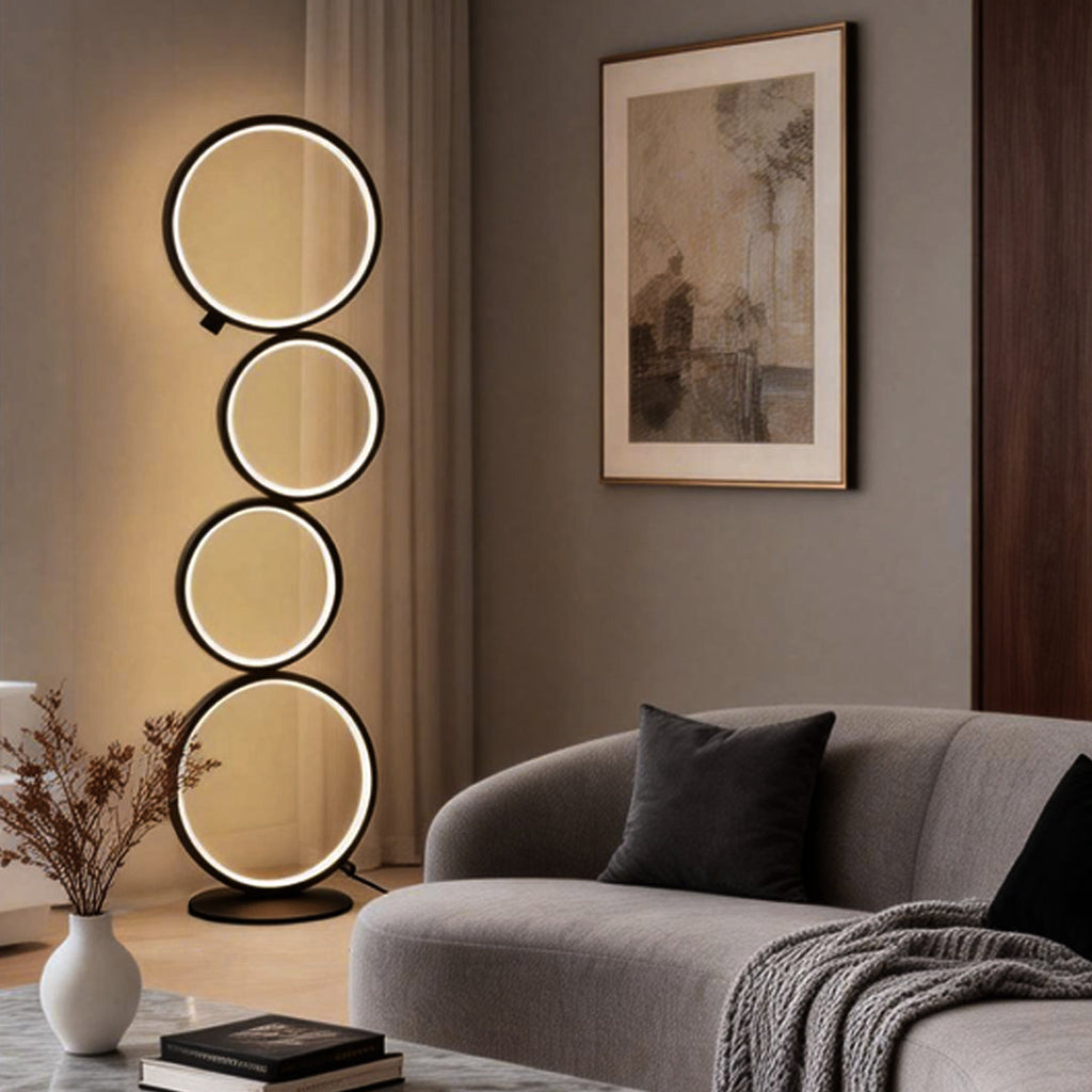 Five-Ring Layered Art Floor Lamp - Decorative Lighting for Home Decor