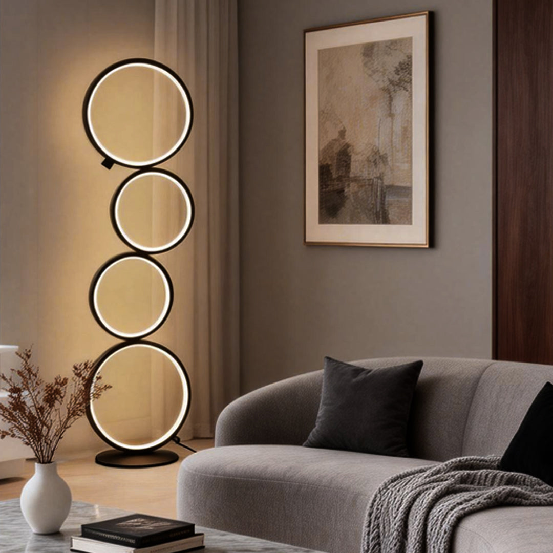 Five-Ring Layered Art Floor Lamp - Decorative Lighting for Home Decor