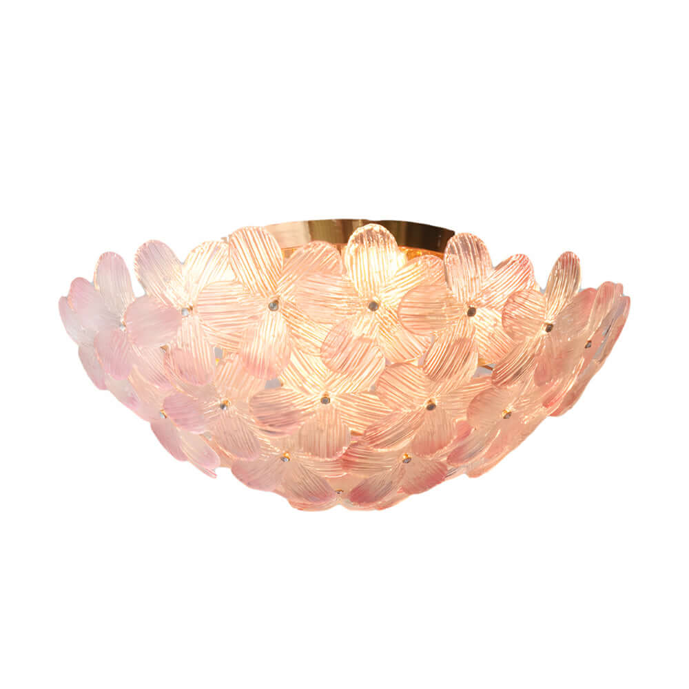French Petal Glass Semi Flush Mount Ceiling Light