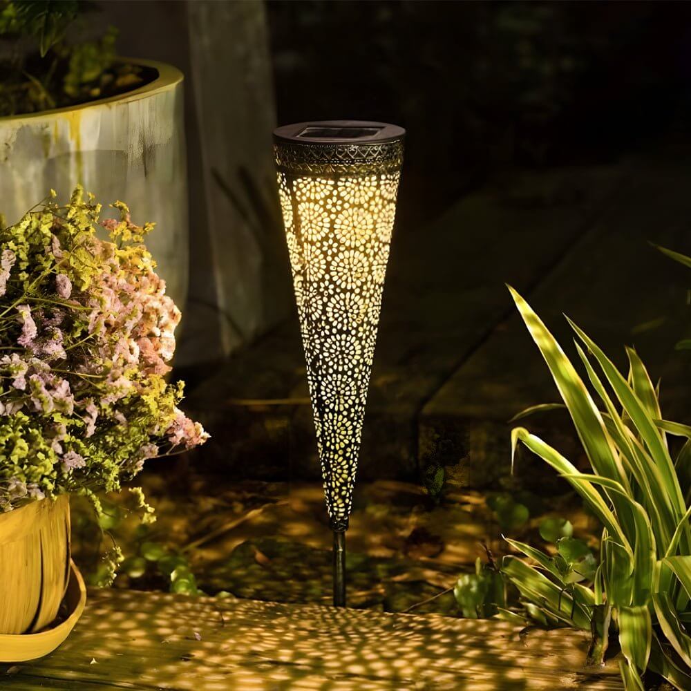 Decorative Solar Garden Stake Lights - 2 Pack Floral Patterned Outdoor Decor