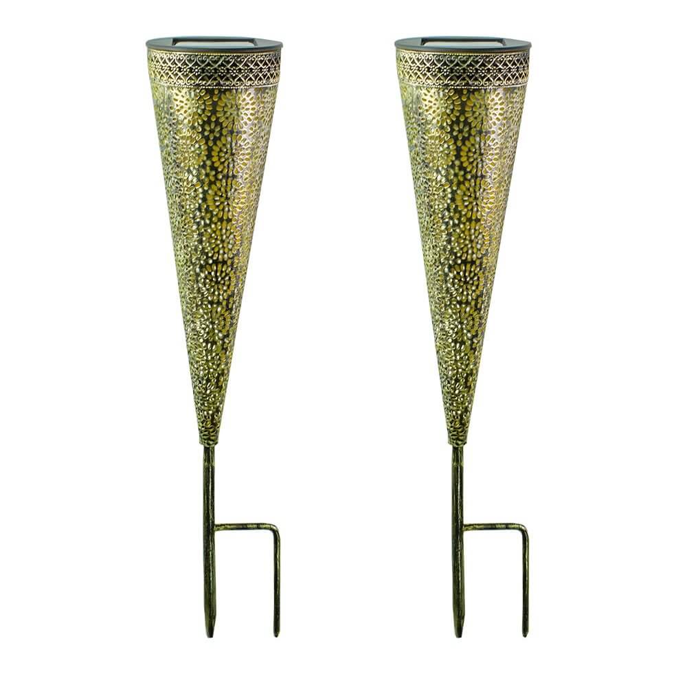 Decorative Solar Garden Stake Lights - 2 Pack Floral Patterned Outdoor Decor